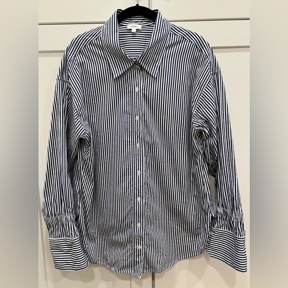 A.L.C MONICA BLUE & WHITE STRIPE BUTTON DOWN SHIRT, SIZE 4. - Picture 2 of 11